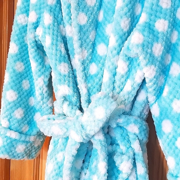 Plush Polka Dot Plush Robe Size Large Noire Jasmine Rose - Picture 4 of 13